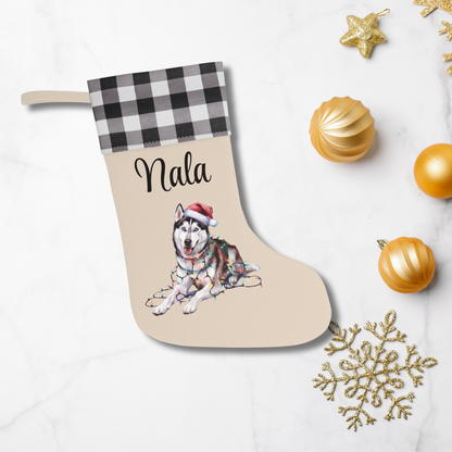 Personalized Siberian Husky Christmas Stocking, Holiday Decor Gift for Pet Lovers