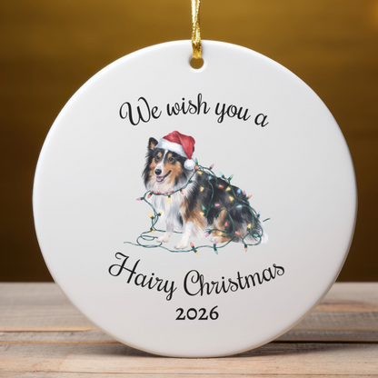 Christmas Sheltie Ornament, Christmas Lights Dog Keepsake