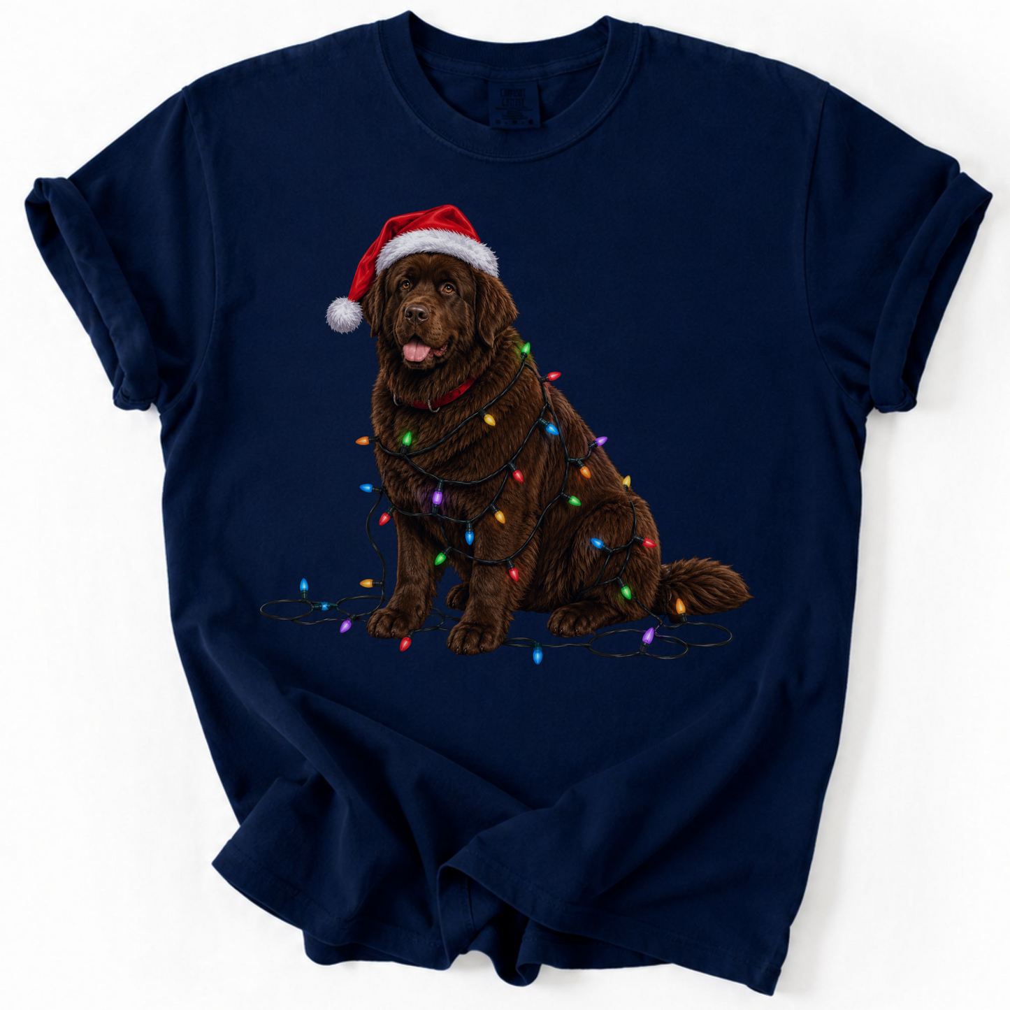 Chocolate Newfoundland Christmas Lights Shirt, Festive Holiday Tee for Newfie Lovers