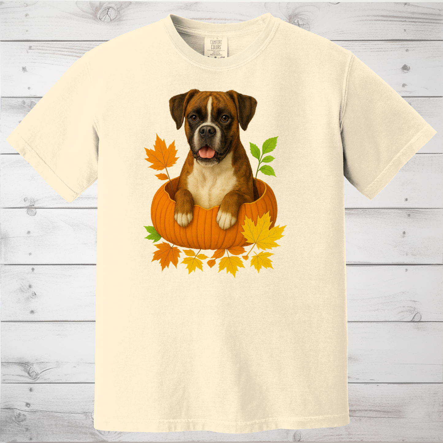 Boxer Dog Pumpkin Shirt, Fall Dog Lover Tee on Comfort Colors 1717
