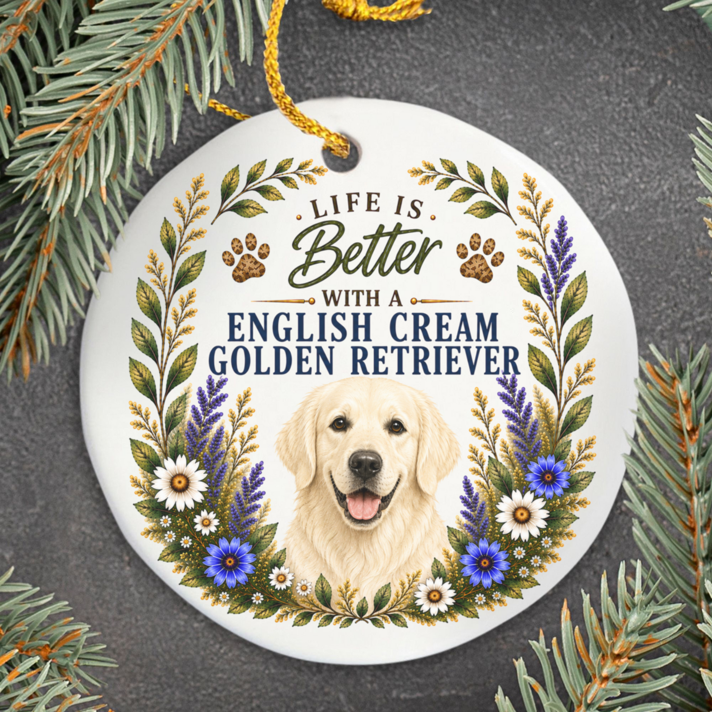English Cream Golden Retriever Ornament, Dog Lover Gift, Golden Retriever Mom Keepsake