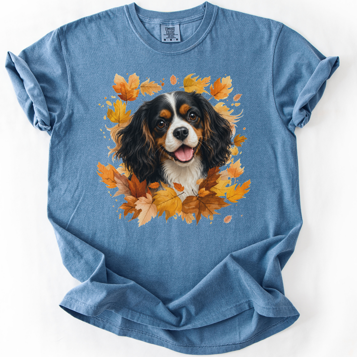 Tricolor Cavalier Fall Shirt, Autumn Dog Mom Comfort Colors Tee