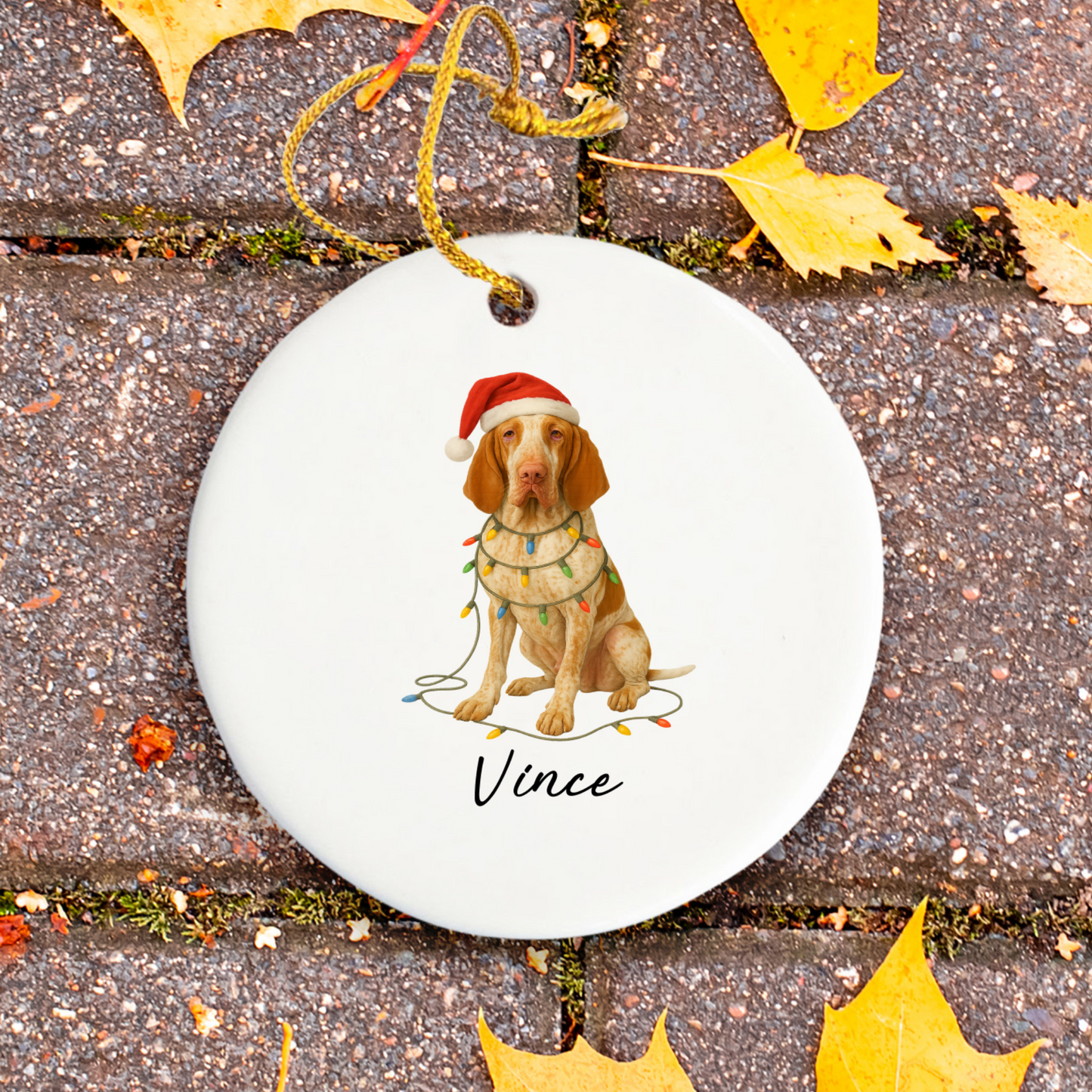 Personalized Bracco Italiano Ornament, Dog Lover Christmas Tree Decoration, Ceramic Pet Keepsake