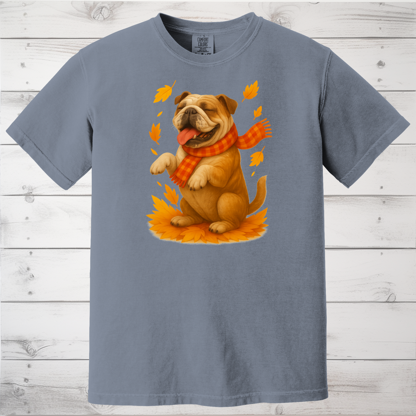 Bulldog Autumn Shirt, Dog Lover Fall Sweater, Cozy Pet Apparel, Cute Dog Seasonal Gift, Bulldog Autumn Wear, Fall Dog Fashion