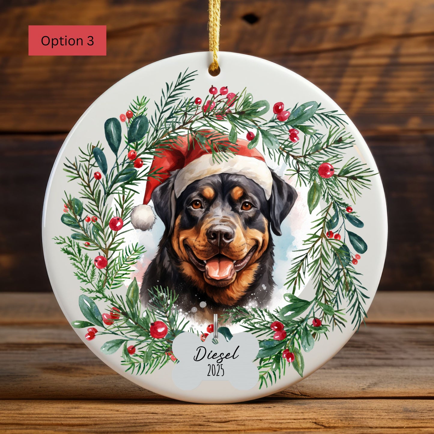 Personalized Rottweiler Christmas Ornament