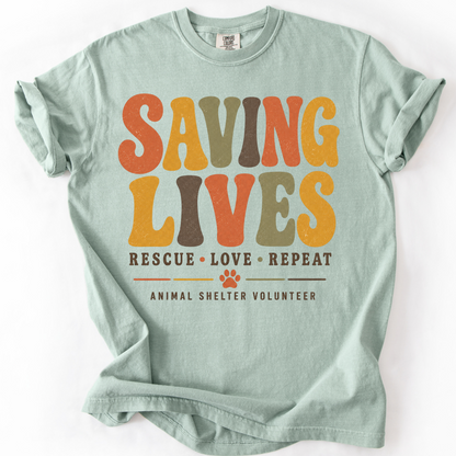 Saving Lives Animal Shelter Volunteer Shirt