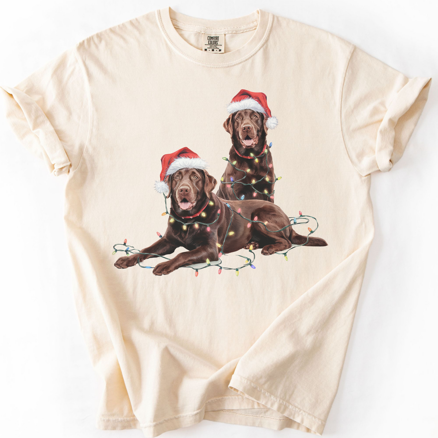 Chocolate Labrador Christmas Shirt, Dog Santa Hat Tee, Festive Holiday Apparel, Gift for Dog Lovers, Labrador Retriever Art