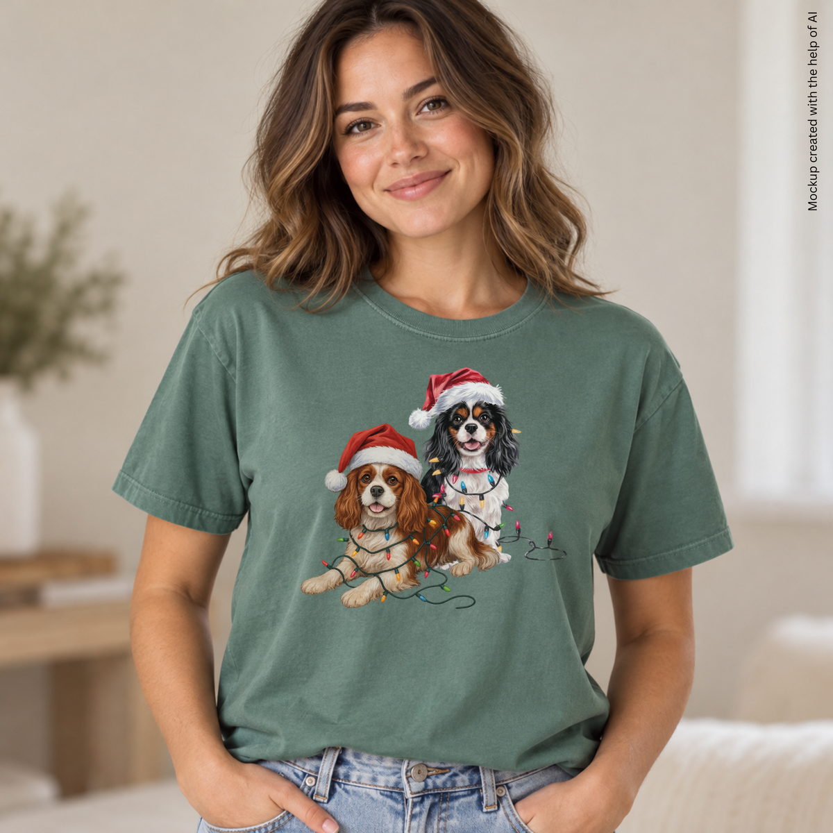 Cavalier King Charles Spaniel Christmas Shirt, Blenheim Tricolor Cavalier Holiday Tee, Gift for Dog Moms