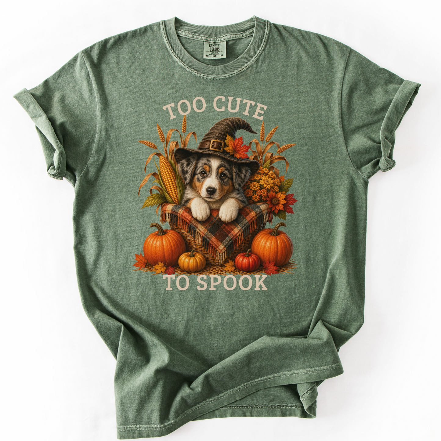 Australian Shepherd Halloween Shirt, Too Cute To Spook Fall Dog Lover Tee