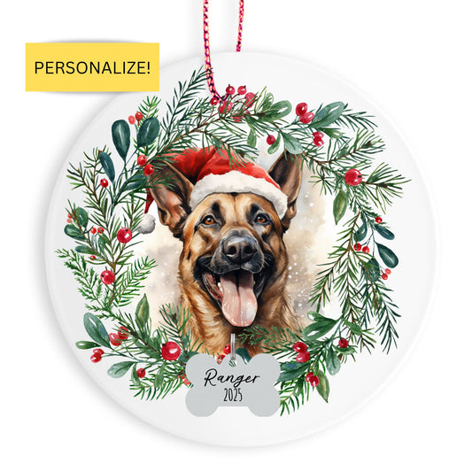 Personalized Belgian Malinois Christmas Ornament