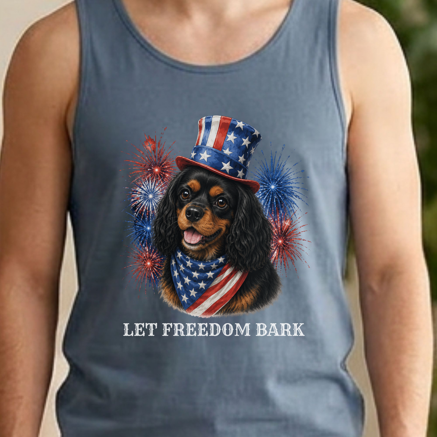 Patriotic Black Tan Cavalier Tank Top