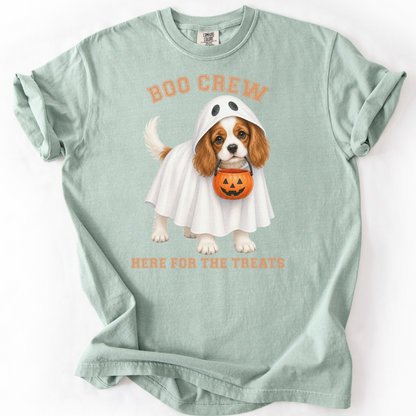 Blenheim Cavalier Boo Crew Halloween Shirt, Here for the Treats Dog Mom Tee