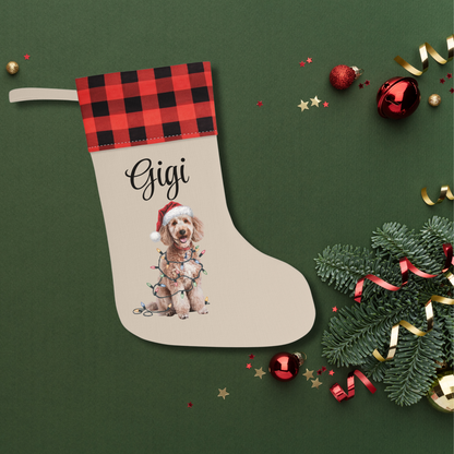 Personalized Poodle Christmas Stocking, Holiday Decor Gift for Pet Lovers