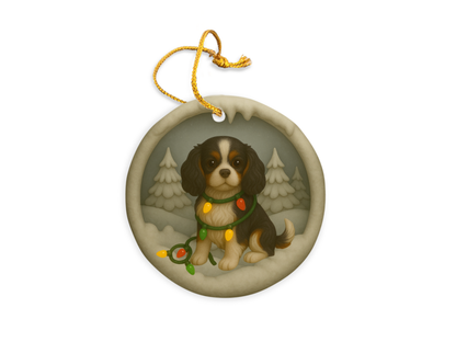 Personalized Tri-Color Cavalier King Charles Spaniel Christmas 3D Clay-Style Dog Keepsake