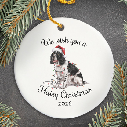 Christmas Black Springer Spaniel Ornament, Christmas Lights Dog Keepsake