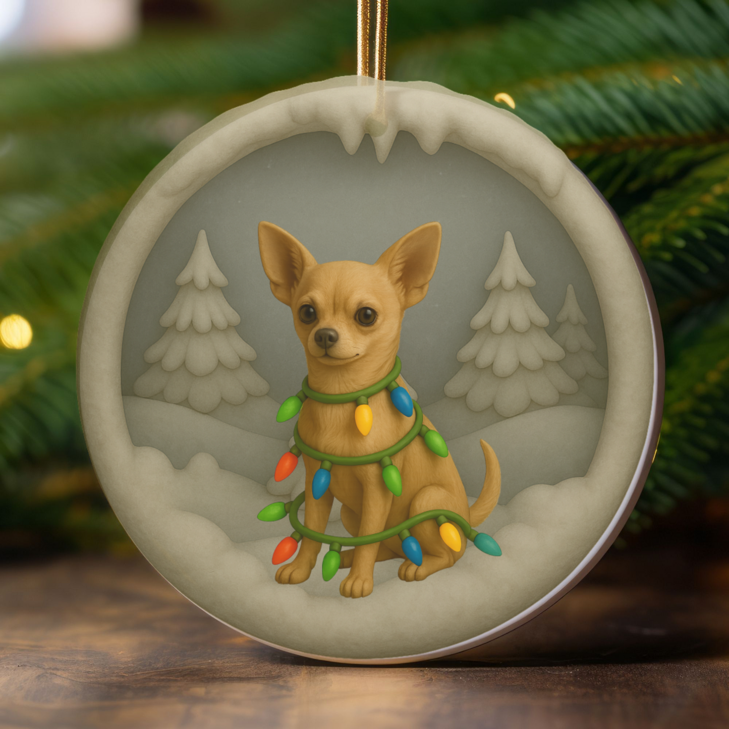 Personalized Chihuahua Christmas 3D Clay-Style Ornament
