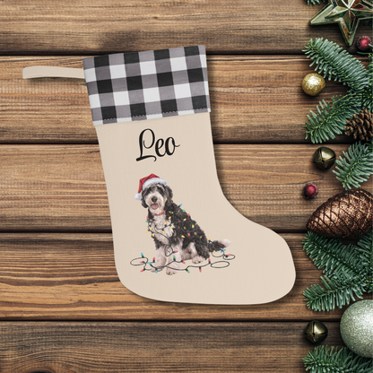 Personalized Labradoodle Christmas Stocking, Holiday Decor Gift for Pet Lovers