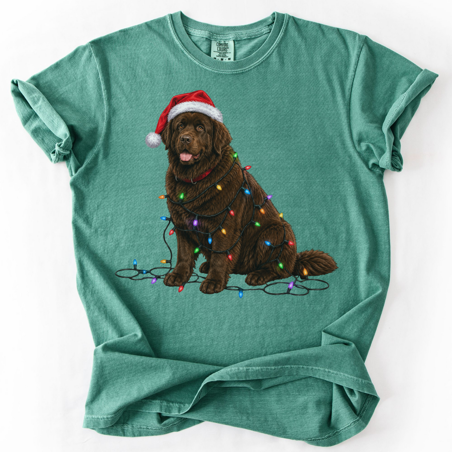 Chocolate Newfoundland Christmas Lights Shirt, Festive Holiday Tee for Newfie Lovers