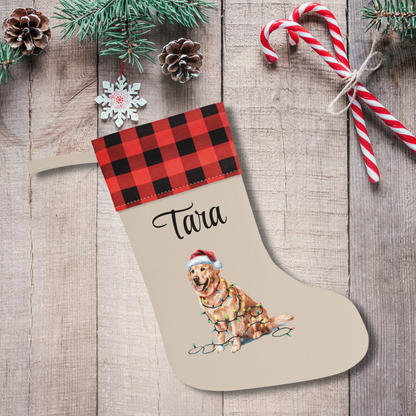 Personalized Golden Retriever Christmas Stocking, Holiday Decor Gift for Pet Lovers