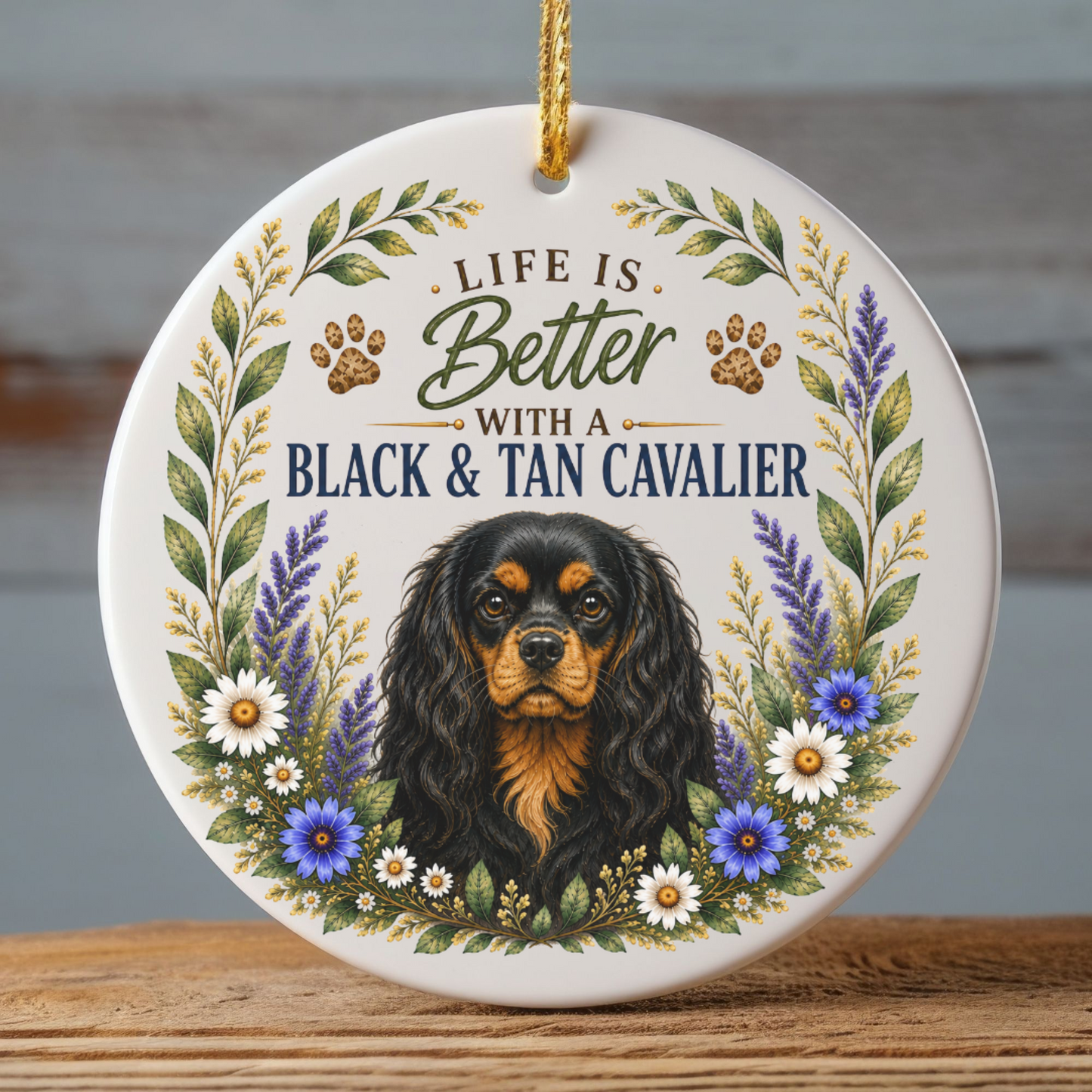 Black and Tan Cavalier Ornament, Cavalier King Charles Spaniel Gift, Dog Lover Keepsake