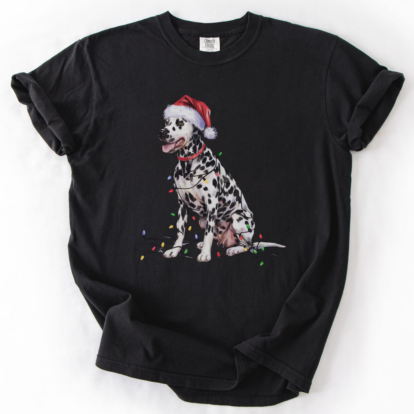 Dalmatian Christmas Lights Shirt, Festive Holiday Tee for Spotty Dog Lovers
