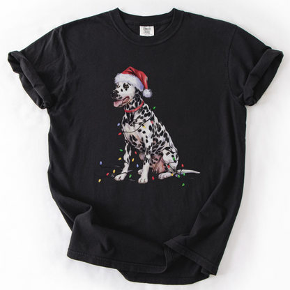 Dalmatian Christmas Lights Shirt, Festive Holiday Tee for Spotty Dog Lovers