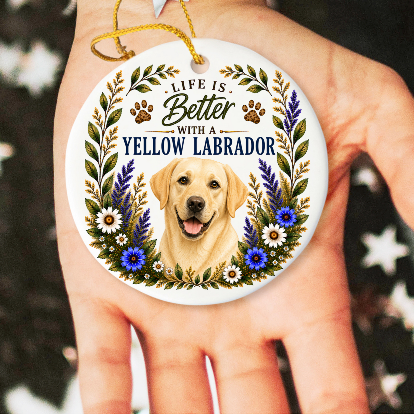Yellow Lab Ornament - Life Is Better