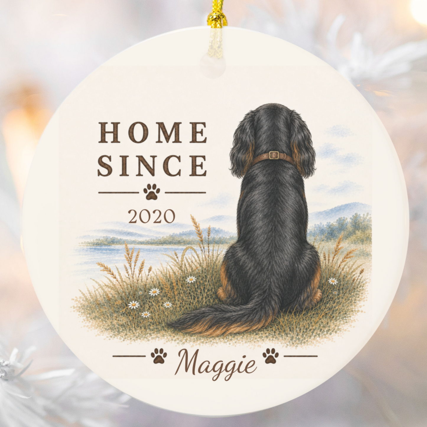 Personalized Black and Tan Cavalier Ornament, Double Sided Gotcha Day Gift, Custom Dog Keepsake
