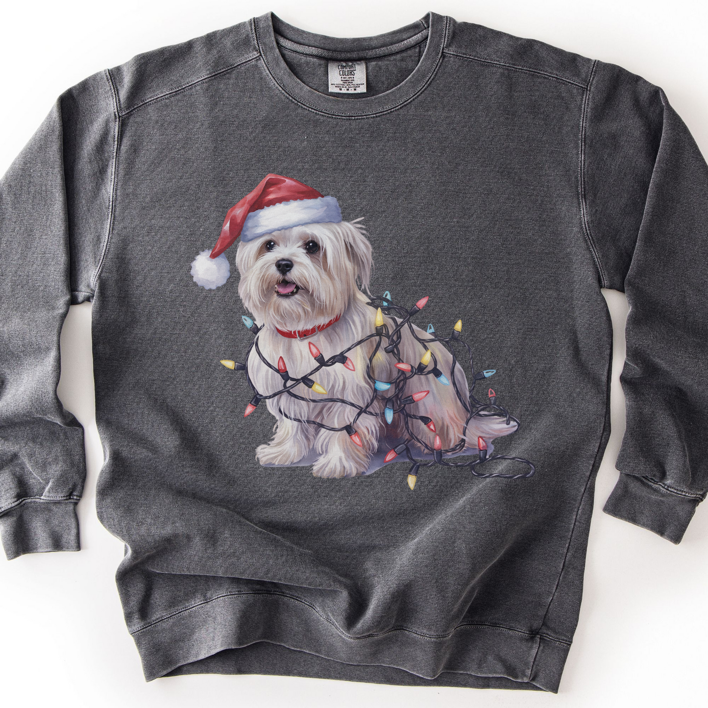 Maltese Christmas Lights Dog Sweatshirt