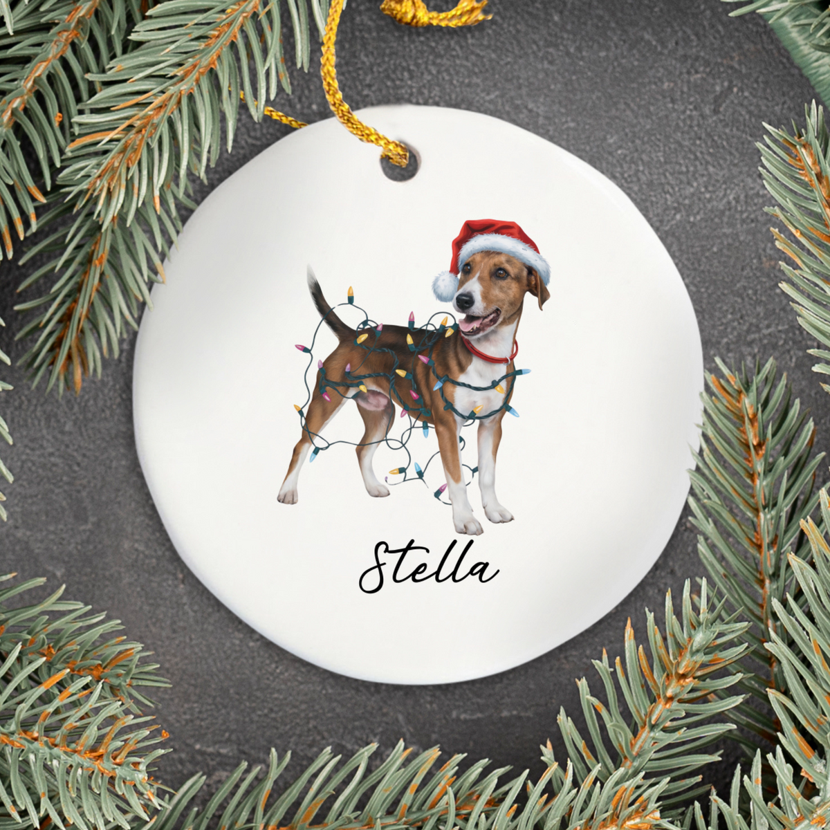 Smooth Fox Terrier Ornament, Personalized Christmas Decor, Ceramic Pet Gift, Dog Lover Keepsake, Holiday Custom Ornament