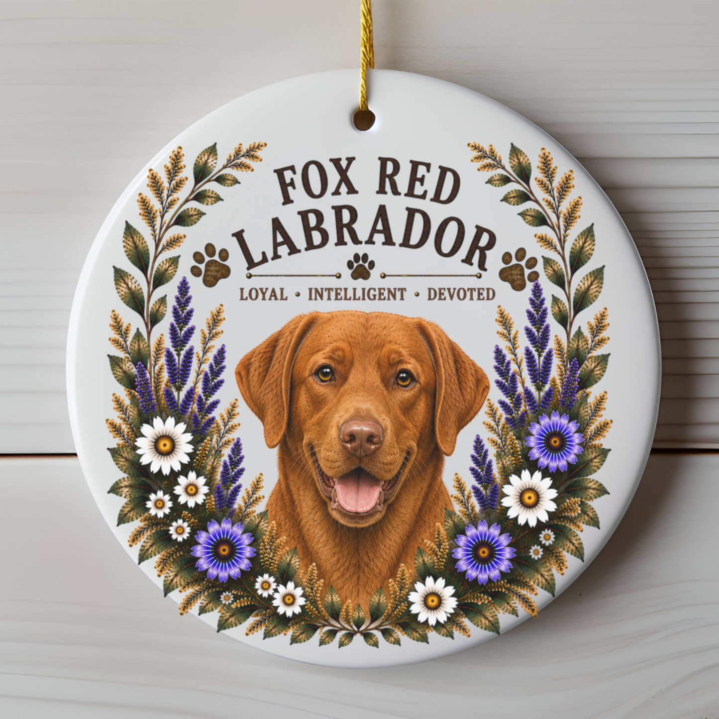 Fox Red Lab Loyal • Intelligent• Devoted Ornament