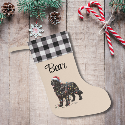 Personalized Black Newfoundland Christmas Stocking, Holiday Decor Gift for Pet Lovers