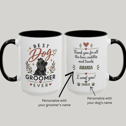 Personalized Dog Groomer Mug, Dog Groomer Gift, Pet Stylist Cup, Groomer Thank You Gift