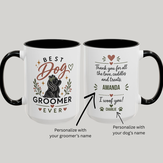 Personalized Dog Groomer Mug, Dog Groomer Gift, Pet Stylist Cup, Groomer Thank You Gift