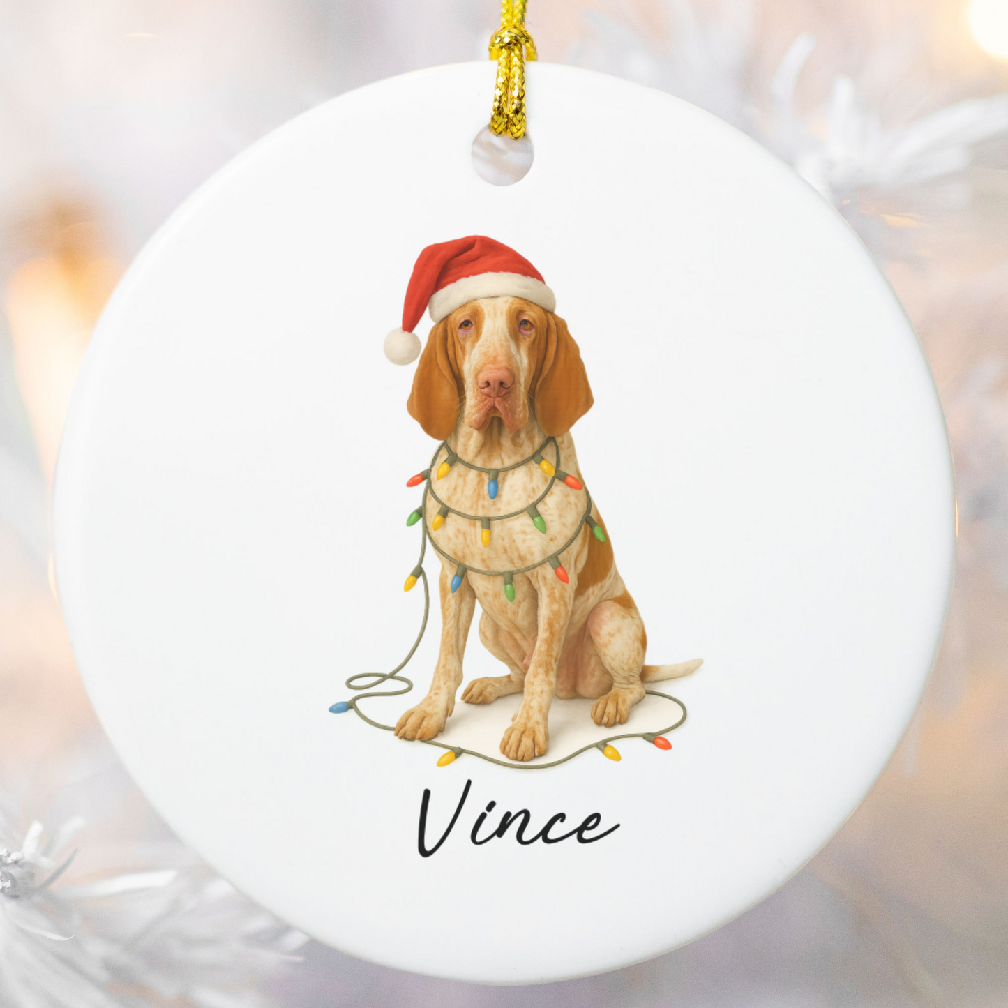 Personalized Bracco Italiano Ornament, Dog Lover Christmas Tree Decoration, Ceramic Pet Keepsake