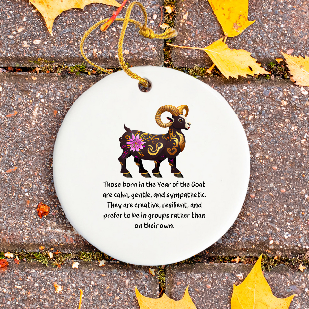 Chinese Zodiac Goat Ornament, Year of the Goat Horoscope Gift for Lunar New Year