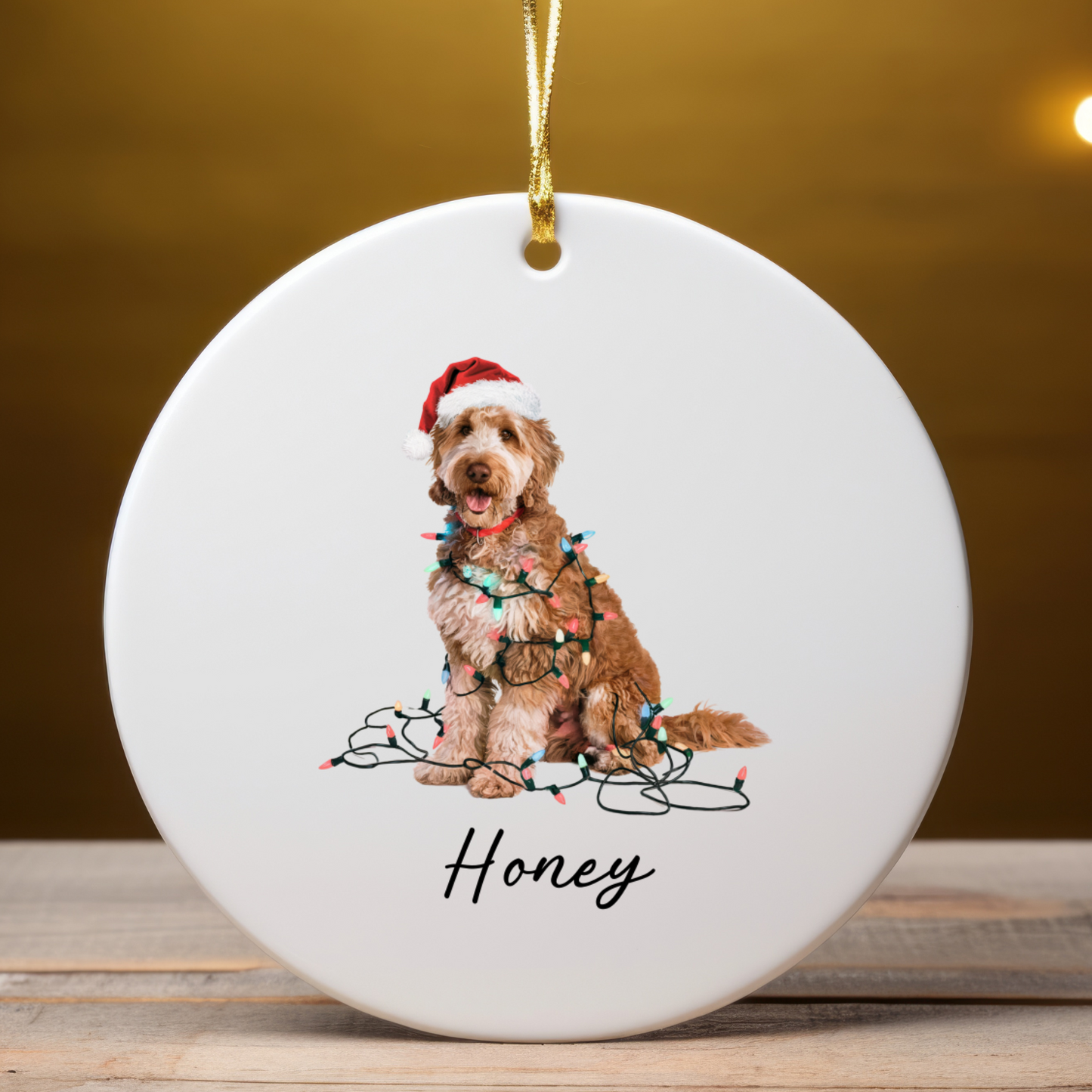 Personalized Goldendoodle Ceramic Ornament, Dog Lover Holiday Keepsake, Festive Xmas Tree Decoration