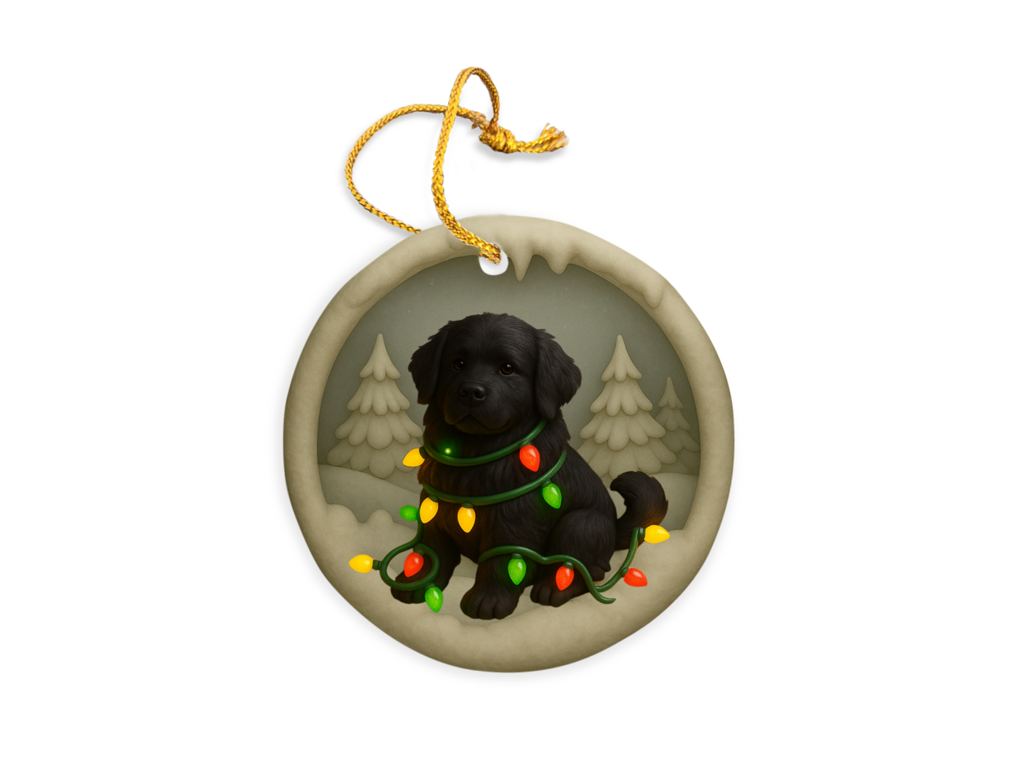 Personalized Black Newfoundland Christmas 3D Clay-Style Dog Keepsake