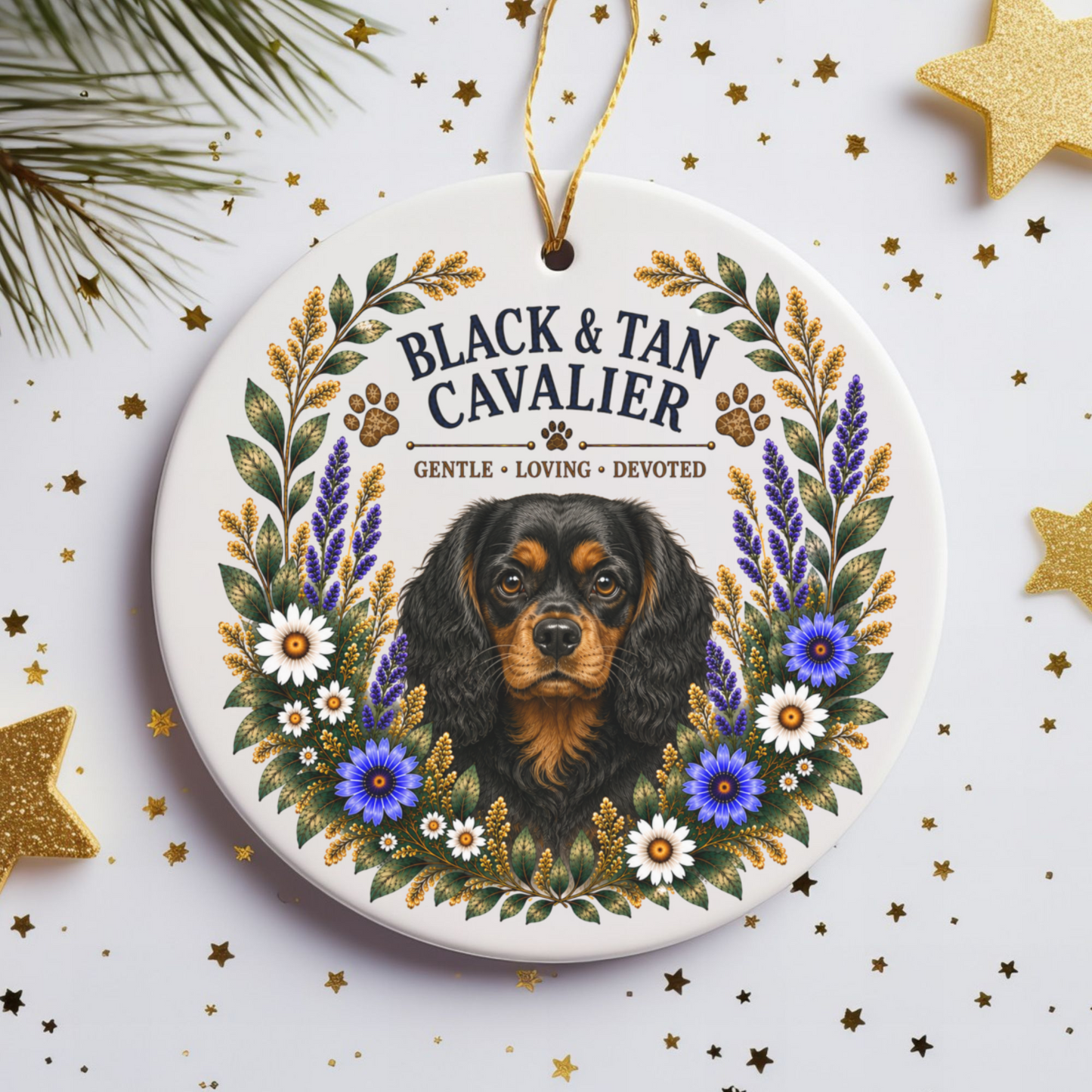 Black and Tan Cavalier Ornament, Cavalier King Charles Spaniel Gift, Dog Lover Keepsake