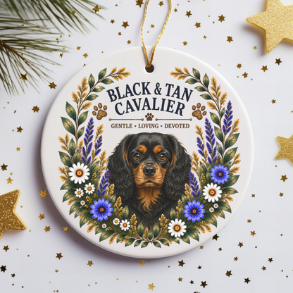Black and Tan Cavalier Ornament, Cavalier King Charles Spaniel Gift, Dog Lover Keepsake