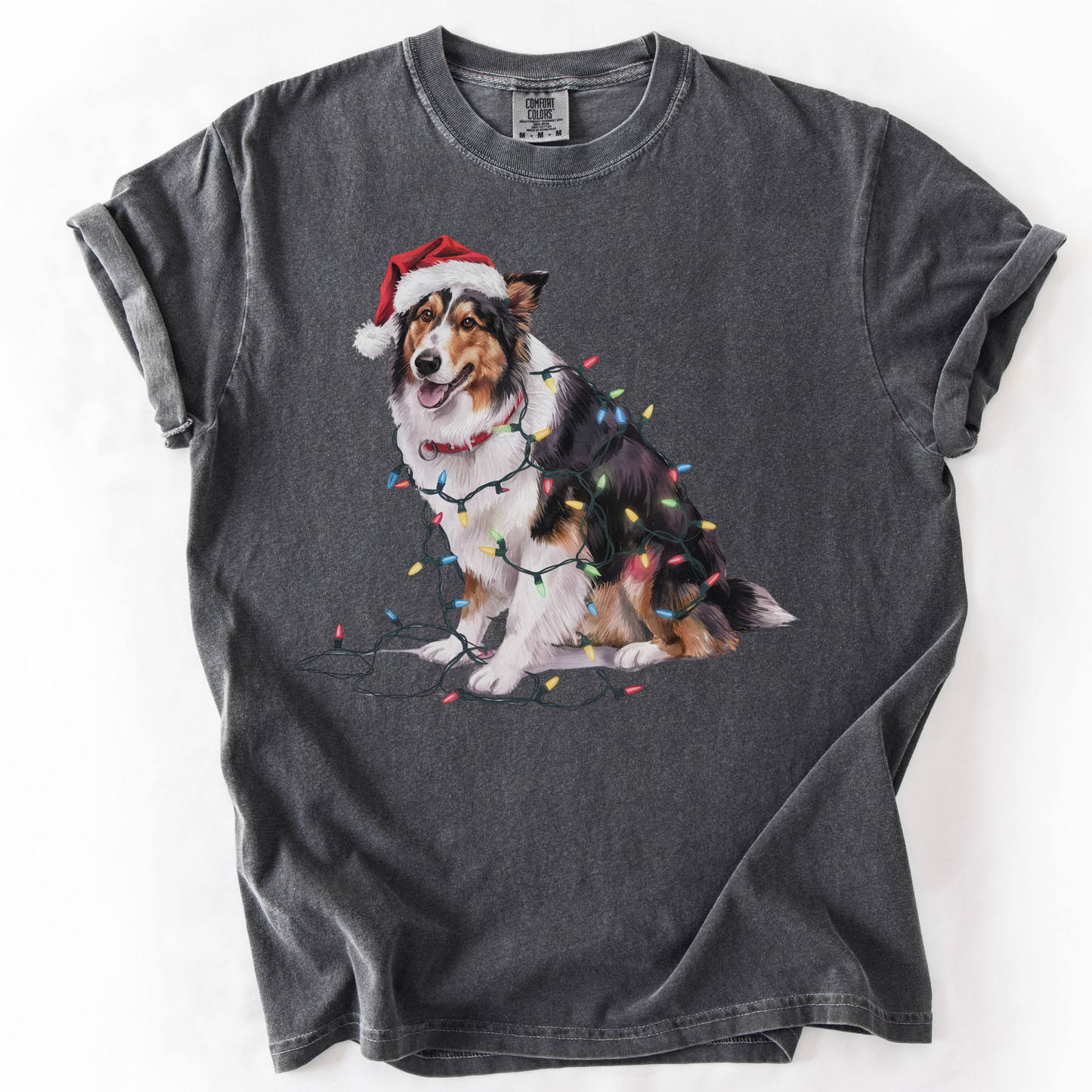 Christmas Collie Shirt, Christmas Lights Dog Shirt, Christmas Dog, Collie Mom Shirt, Gift for Dog Lover, Collie