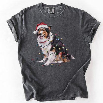 Christmas Collie Shirt, Christmas Lights Dog Shirt, Christmas Dog, Collie Mom Shirt, Gift for Dog Lover, Collie