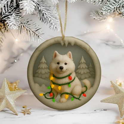Personalized Samoyed Christmas 3D Clay-Style Dog Keepsake