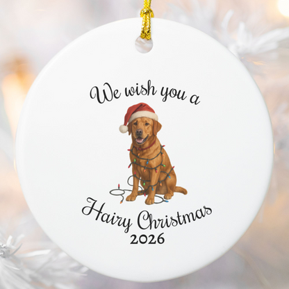 Fox Red Labrador Retriever We Wish You a Hairy Christmas Ornament