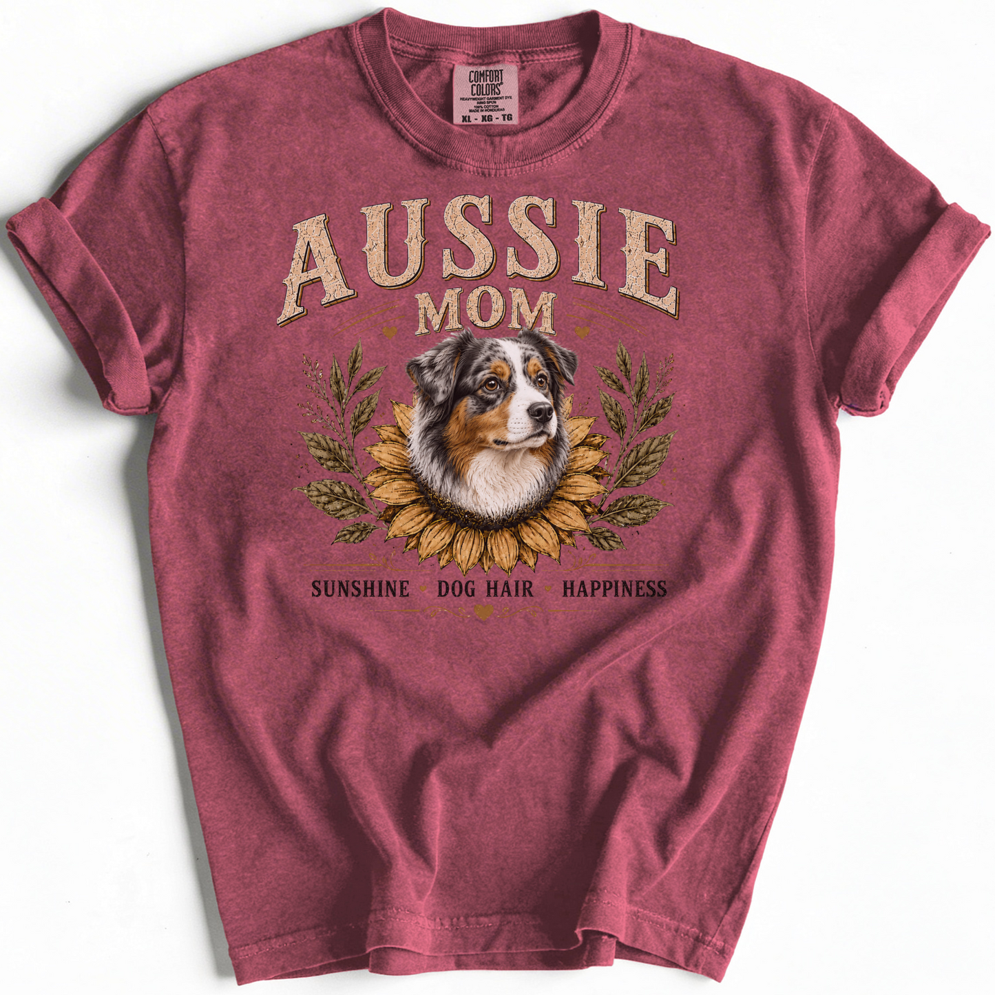 Australian Shepherd Mom Shirt, Aussie Mom Sunflower Tee, Vintage Dog Lover Gift