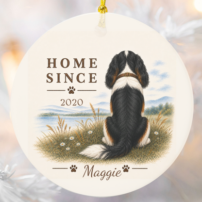 Personalized Tricolor Cavalier Ornament, Double Sided Gotcha Day Gift, Custom Dog Keepsake