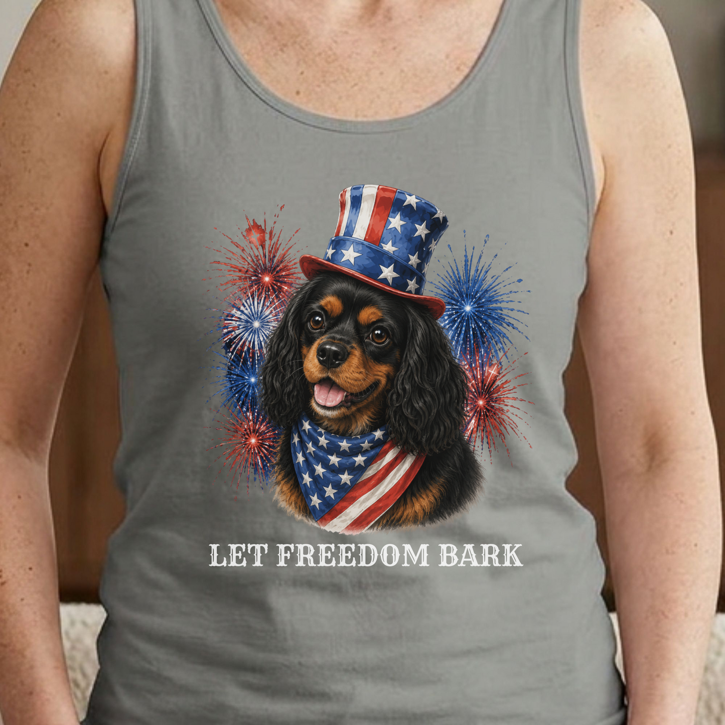 Patriotic Black Tan Cavalier Tank Top