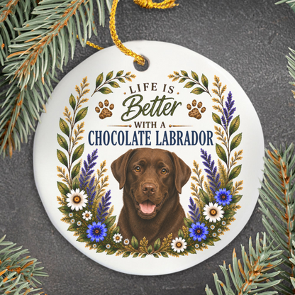 Chocolate Lab Ornament, Labrador Retriever Gift, Chocolate Lab Mom Gift, Dog Lover Keepsake