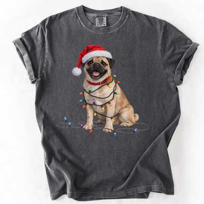 Christmas Fawn Pug Shirt, Christmas Dog Tee, Christmas Lights Dog Tee, Pug Mom Tshirt, Gift for Dog Lover, Pug