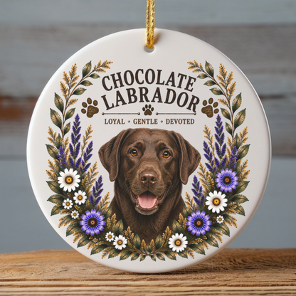 Chocolate Lab Loyal • Gentle • Devoted Ornament